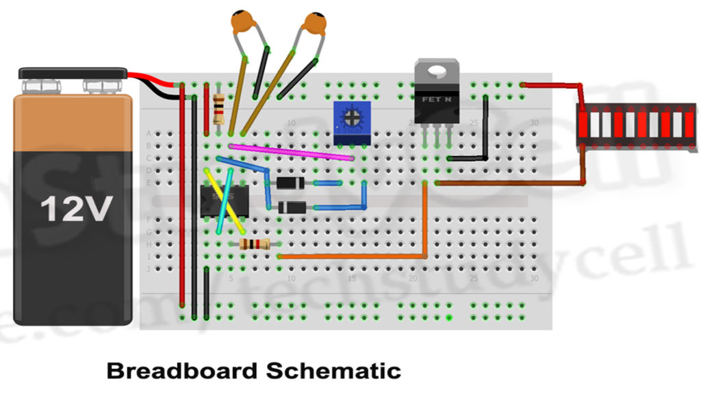 LED Dimmer Circuit with 555 Timer 