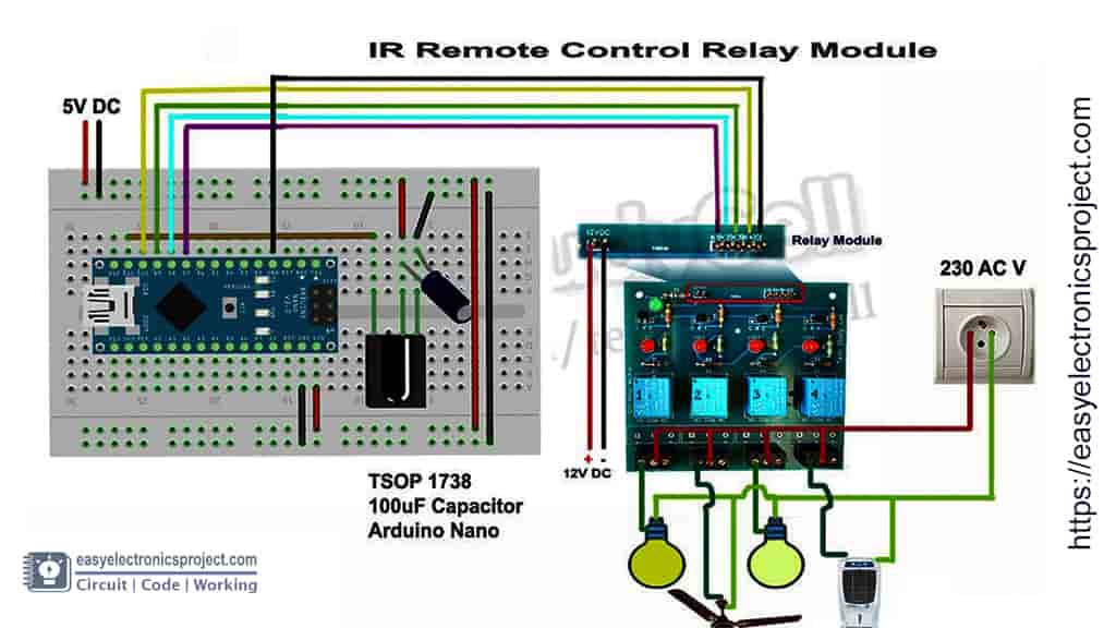 circuit IR and arduino controlled relay