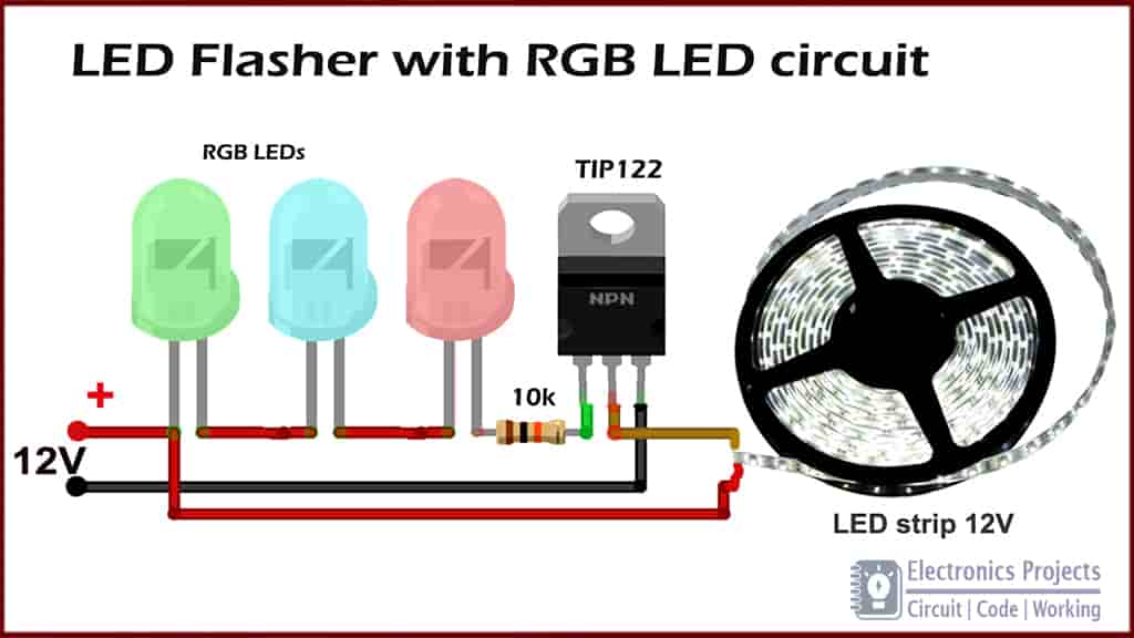 LED flasher Circuit with RGB LED