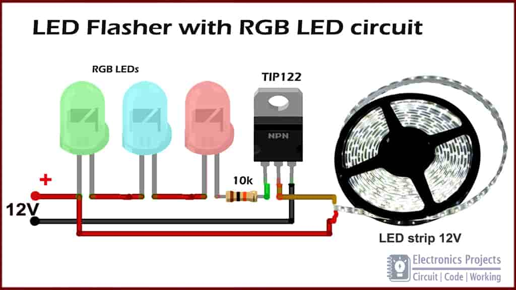 LED Flasher Circuit using RGB LED Electronics Projects