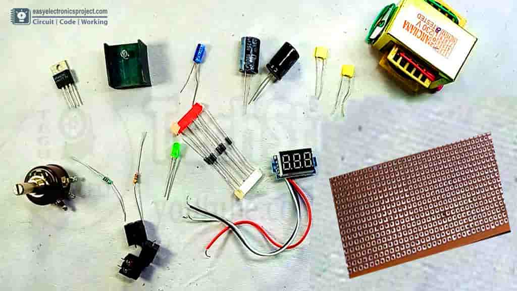 LM317 variable power supply components