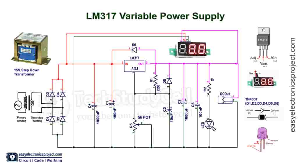 LM317 Voltage Regulator circuit