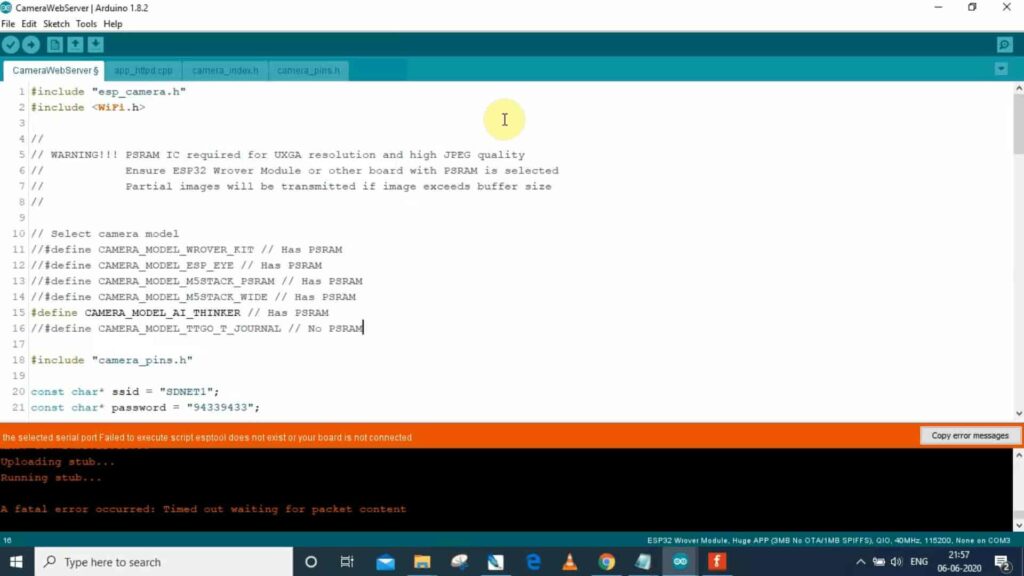 ESP32-CAM program error