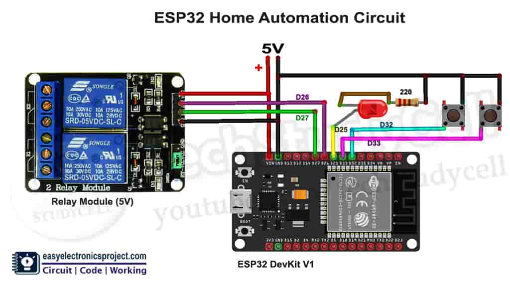 circuit for the ESP32 Home Automation