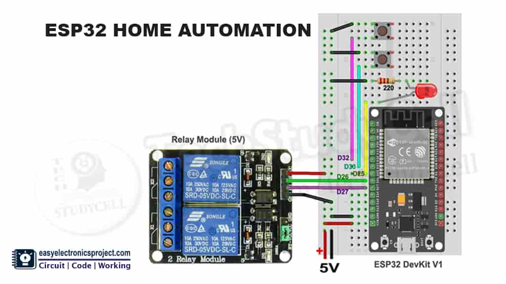 Breadboard schematic for the ESP32 project