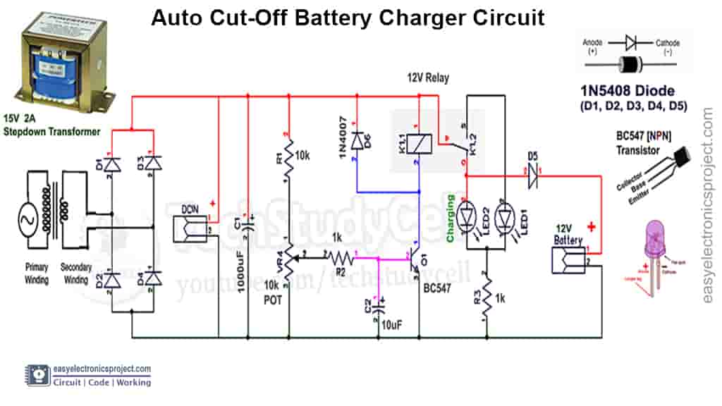 Auto Cut Battery Charger Circuit
