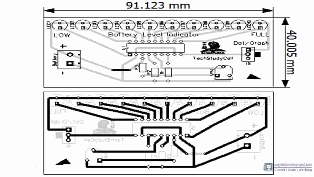 PCB Layout of battery level indicator