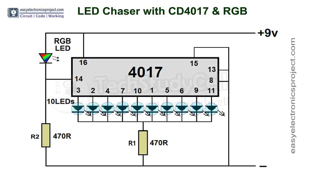4017 LED Chaser schematic
