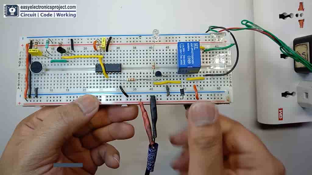 Clap Switch circuit on breadboard